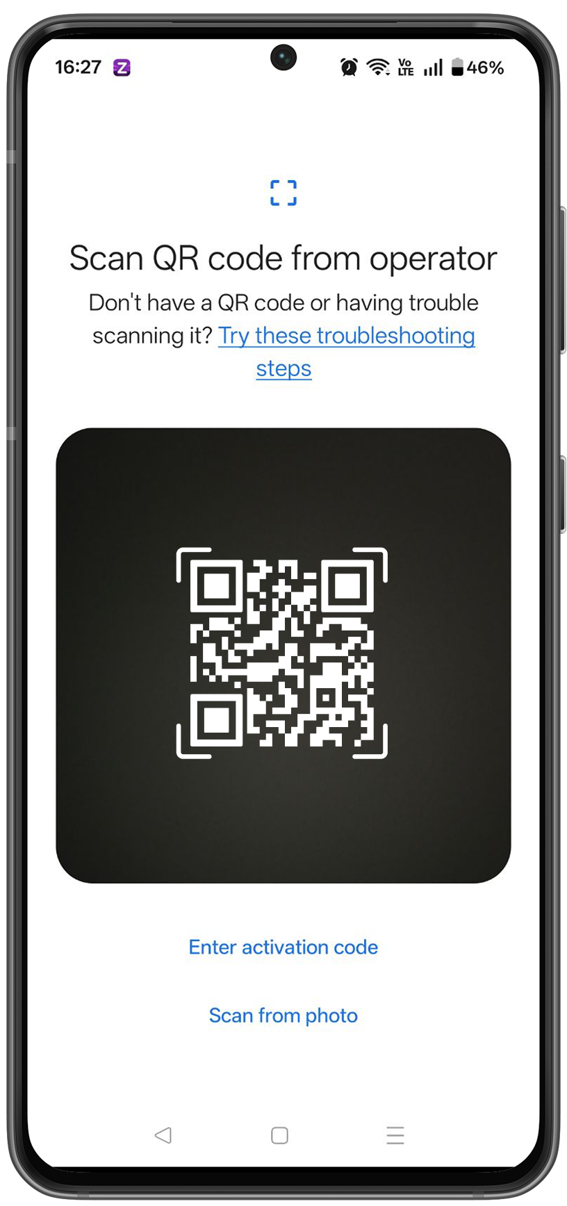 Scan QR Code screen